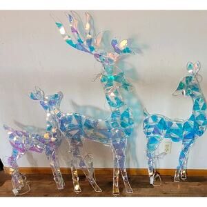 Kringle Express 3pc Lighted Iridescent Reindeer LED Outdoor Christmas Decor